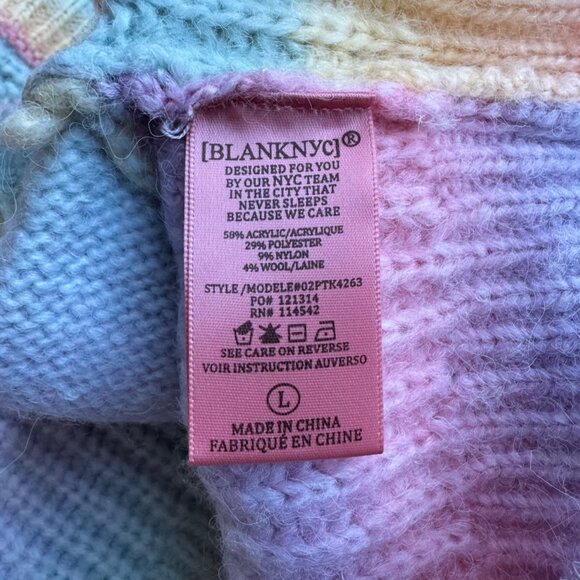 BlankNYC Rainbow Cardigan Sweater Girls L Large Pastel Pink Blue Yellow Unicorn - Picture 8 of 11